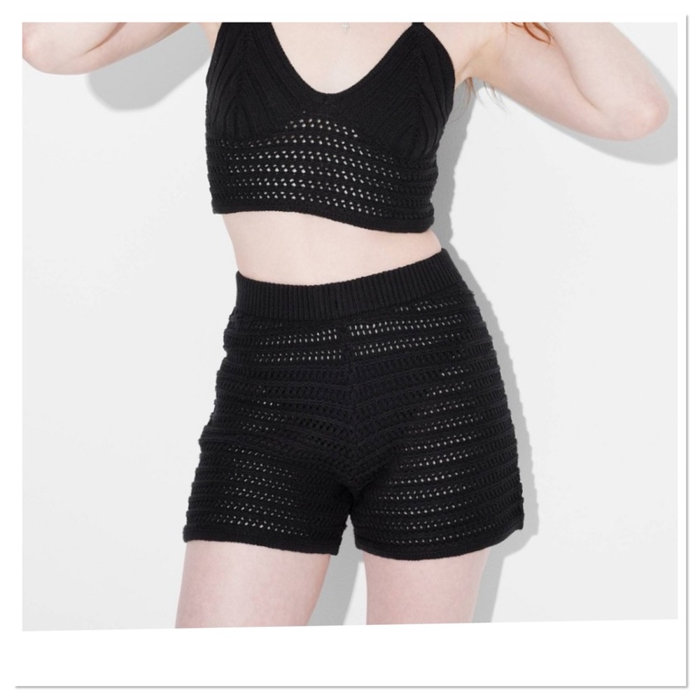 Wild Fable Black High Waist Crochet Shorts